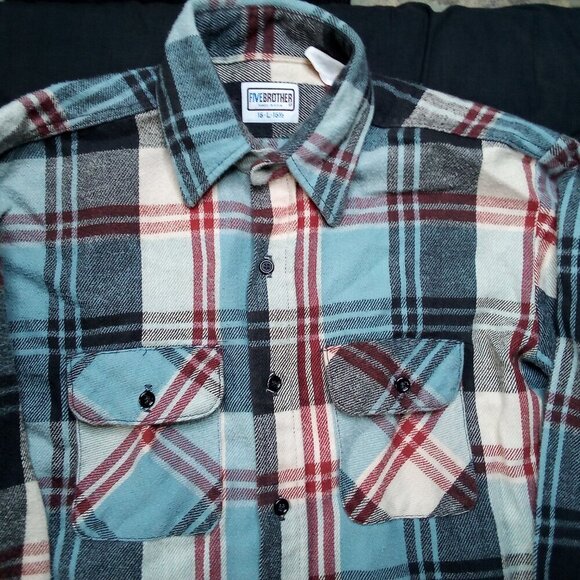 Vintage Five Brother Flannel Long Sleeve Button Down Shirt - Picture 1 of 6